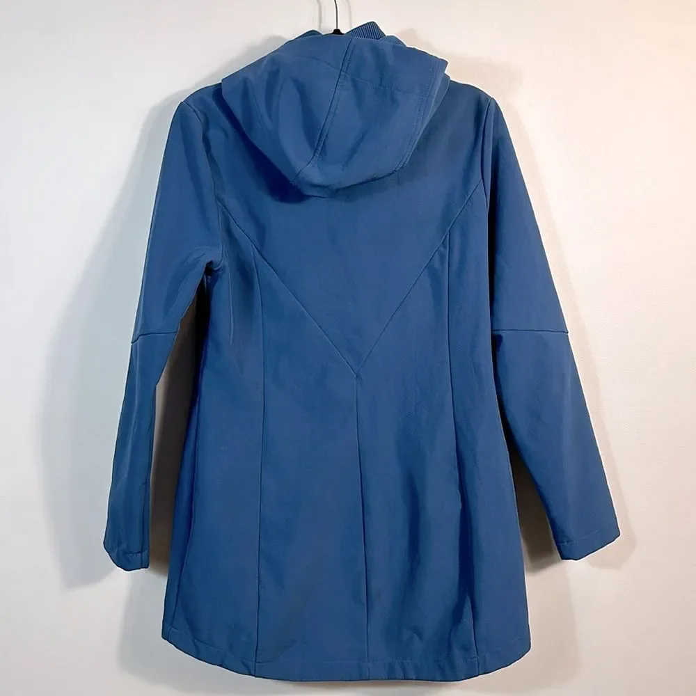 Champion Blue Full Zip Performance Water Resistant Long Coat Hood Women Medium